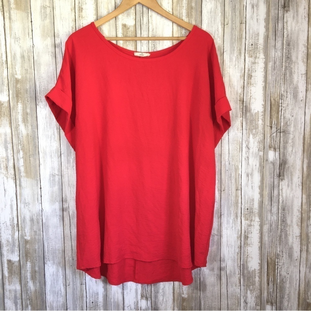 Entro Red Oversized High Low Blouse